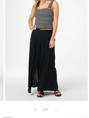 O'Neill Black Button-Front Maxi Skirt
